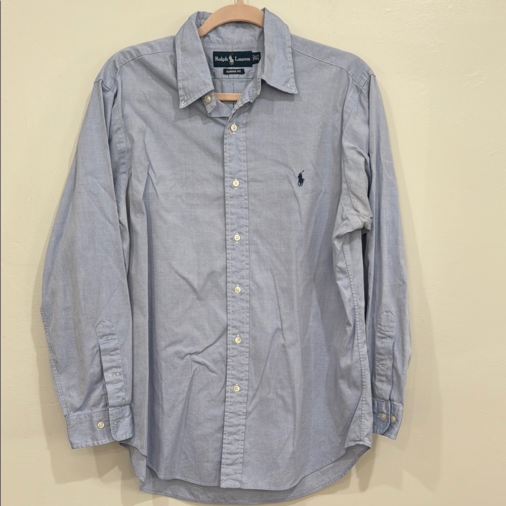 Ralph Lauren Blue Classic Fit Long-Sleeve Button Down Shirt